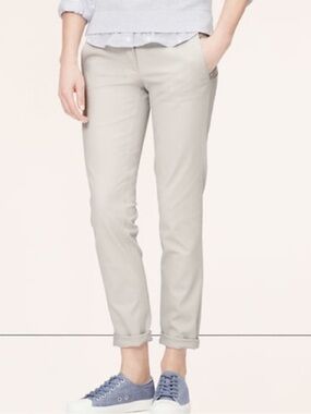 LOFT Linen Blend Light Tan Khaki Straight-Leg Ankle Pants 14